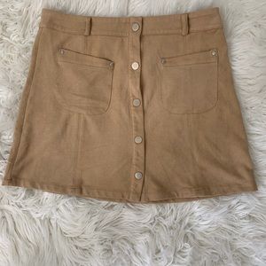 Button Up Suede Skirt